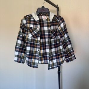 Kids Levis flannel long sleeve with hoodie